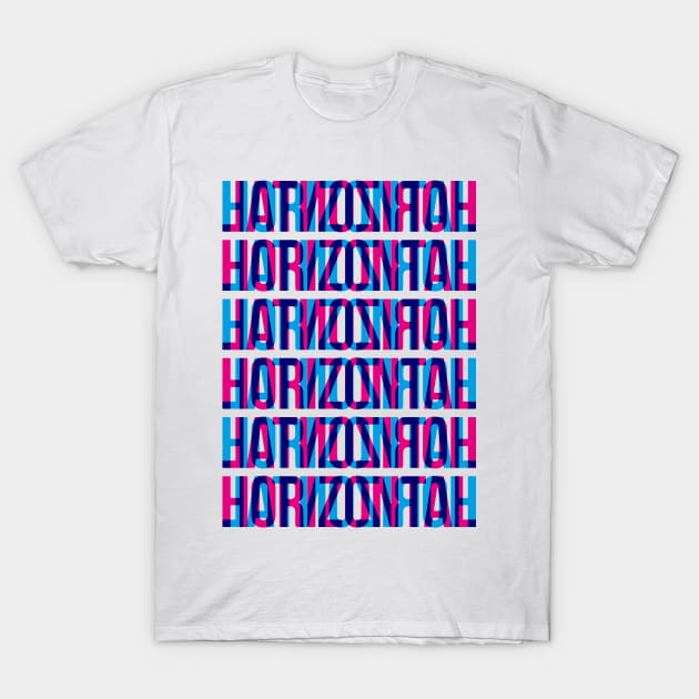 Horizontal Typography Stack (Cyan Magenta Blue) T-Shirt by John Uttley